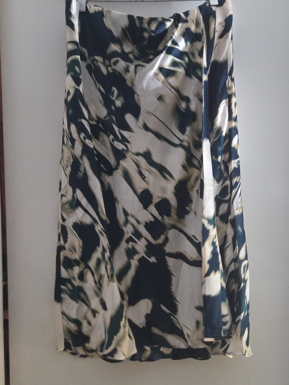 Women’s Printed Midi Skirt in Green and Cream
